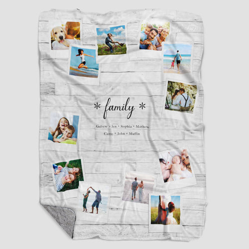 Family Sherpa Personalized Photo Blanket 60x80, 50x70 & 50x60