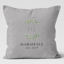 Load image into Gallery viewer, Wedding Monogram Grey Personalized Custom Throw Pillow 18x18 & 20x20