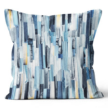 Load image into Gallery viewer, Blue Horizontal Stripe Blue And Yellow Pillow