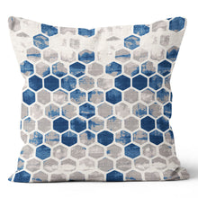 Load image into Gallery viewer, Blue Grey Hexagonal Pillow