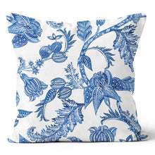 Load image into Gallery viewer, Pleasant Floral Blue White Throw Pillow