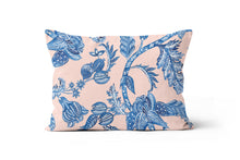 Load image into Gallery viewer, Pleasant Floral Pink and Blue Lumbar Throw Pillow Cushion Cover