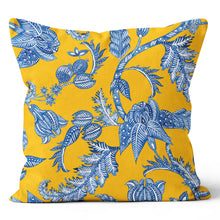 Load image into Gallery viewer, Pleasant Floral Yellow and Blue Throw Pillow