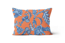 Load image into Gallery viewer, Pleasant Floral Orange and Blue Lumbar Throw Pillow Cover