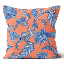 Load image into Gallery viewer, Pleasant Floral Orange and Blue Throw Pillow Cushion