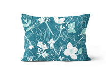 Load image into Gallery viewer, Simple Floral Teal Pillow Cover
