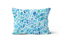 Load image into Gallery viewer, Teal Blue Tile Lumbar Throw Cushion Pillow
