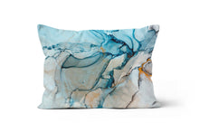 Load image into Gallery viewer, Blue Green Gold Marble Lumbar Pillow
