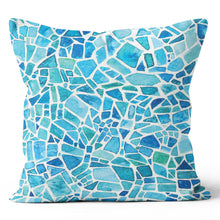 Load image into Gallery viewer, Blue Turquoise Tile Throw Pillow Cushion