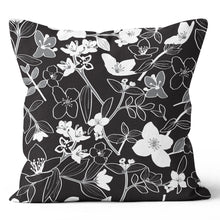Load image into Gallery viewer, Simple Floral Black Pillow Cover