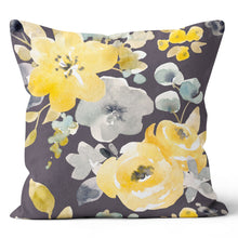 Load image into Gallery viewer, Yellow Flower Charcoal Pillow 18x18 & 20x20