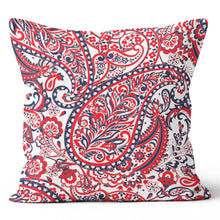 Load image into Gallery viewer, Red Navy Floral Throw Pillow