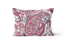 Load image into Gallery viewer, Red Navy Floral Lumbar Throw Pillow