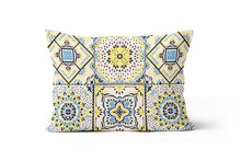 Load image into Gallery viewer, Blue Orange Tile Lumbar Pillow