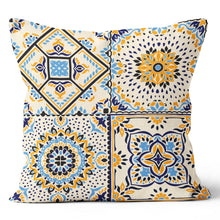 Load image into Gallery viewer, Blue Orange Mosaic Tile Pillow