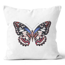 Load image into Gallery viewer, Red and Blue Painted Butterfly Throw Pillow