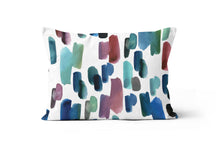 Load image into Gallery viewer, Paint Strokes Blue Purple Green Lumbar Throw Pillow