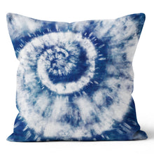 Load image into Gallery viewer, Blue and White Seashell Swirl Throw Pillow