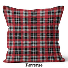 Load image into Gallery viewer, 2 in 1 Red, Black and White Tartan Plaid Print With Moose Throw Pillow 20x20 and 18x18