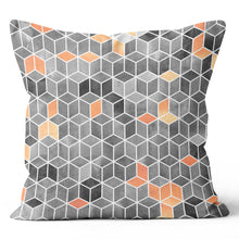Load image into Gallery viewer, Cube Black, Grey and Orange Print Throw Pillow 18x18 & 20x20