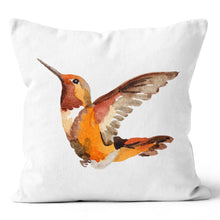 Load image into Gallery viewer, Rufous Hummingbird, bright rufous-brown red-organge colour throw pillow cushion 18x18 & 20x20
