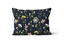 Load image into Gallery viewer, Navy Yellow Pink Green Floral Throw Pillow