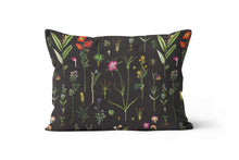 Load image into Gallery viewer, Black, Pink, Green, Yellow, Purple, Blue Floral Lumbar Pillow 12x20