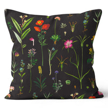 Load image into Gallery viewer, Black, Pink, Red, Green, Blue, Purple and Yellow Floral Pillow 18x18 & 20x20