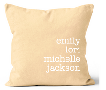 Load image into Gallery viewer, Yellow and White Personalized Throw Pillow with Names