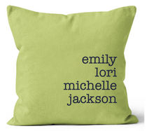 Load image into Gallery viewer, Green and Navy Personalized Custom Throw Pillow with Names 20x20 and 18x18
