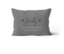 Load image into Gallery viewer, Grey Family Personalized Lumbar Pillow 12x20