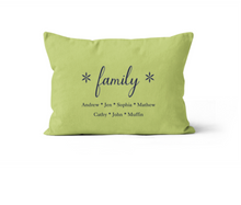 Load image into Gallery viewer, Green Family Personalized Custom Lumbar Pillow 12x20