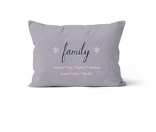 Load image into Gallery viewer, Steel Lilac Family Personalized Pillow 12x20