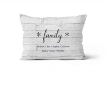 Load image into Gallery viewer, Shiplap Print, Family Personalized Custom Throw Pillow Lumbar 12x20