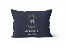 Load image into Gallery viewer, Navy and White Monogram Personalized Custom Throw Pillow 12x20