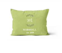 Load image into Gallery viewer, Green and White Monogram Personalized Throw Pillow