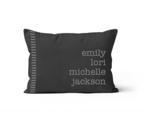 Load image into Gallery viewer, Black and Grey Everyone's Names, Personalized Custom Pillow Cover