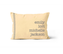 Load image into Gallery viewer, Yellow and Grey Everyone's Names, Personalized Customer Pillow