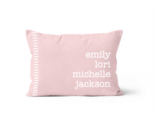 Load image into Gallery viewer, Pink and White Everyone's Names, Personalized Custom Pillow