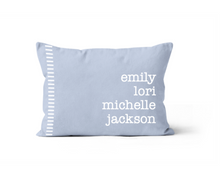 Load image into Gallery viewer, Blue and White Everyone's Names, Personalized Custom Pillow