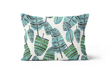 Load image into Gallery viewer, Blue Green Aztec Leaves Pillow