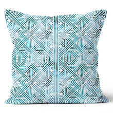 Load image into Gallery viewer, Blue Pyramid Stripe Pillow