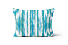 Load image into Gallery viewer, Teal Distressed Stripe Lumbar Throw Cushion Pillow