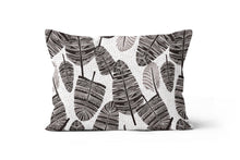 Load image into Gallery viewer, Black and Grey Aztec Leaf Lumbar Throw Pillow cushion Cover 12x20