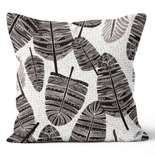 Load image into Gallery viewer, Black and Grey Aztec Leaf Throw Pillow Cushion 18x18 & 20x20