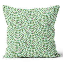 Load image into Gallery viewer, Green Floral Tile Pillow Cover