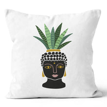 Load image into Gallery viewer, 2 in 1 Lady Cactus White, Black, Green, Yellow & Pink Throw Pillow Cushion 20x20 18x18