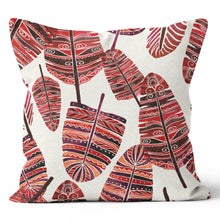 Load image into Gallery viewer, Red Aztec Leaves Pillow Cover
