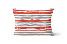 Load image into Gallery viewer, Red Grey Stripe Pillow Cover