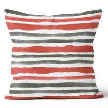 Load image into Gallery viewer, Red Grey Stripe Pillow Cover